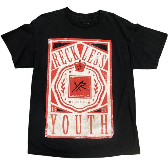 Young Reckless Mens L Black "Reckless Youth" Tshirt Graphic Print Short Sleeve - Picture 2 of 8